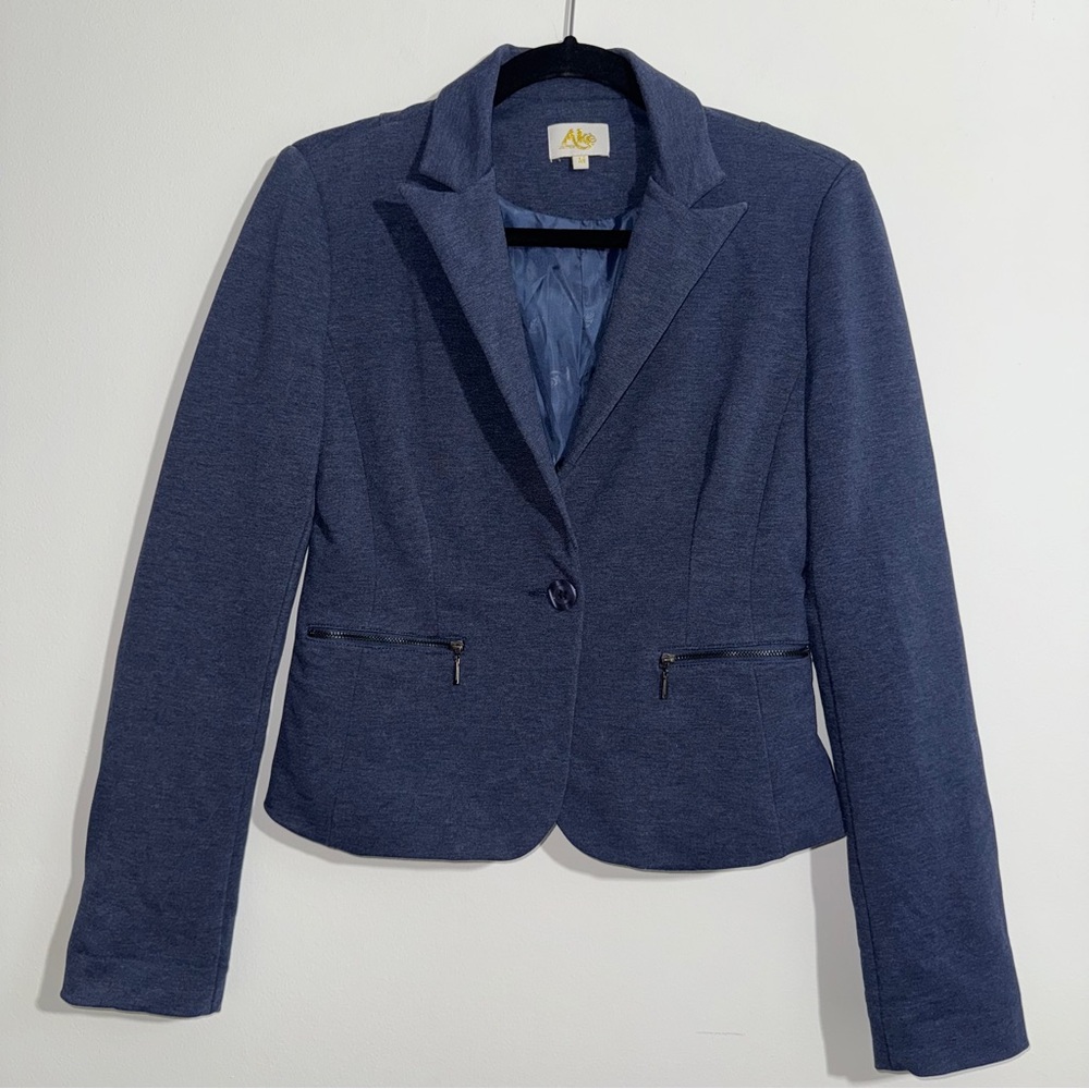 Akè Limited Navy Blue Lined Blazer Jacket Size Medium